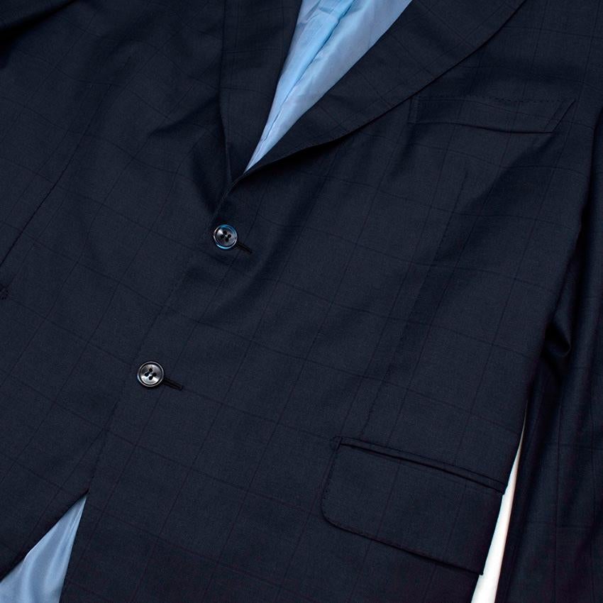 Women's or Men's Donato Liguori Navy Wool Blend Checkered Tailored Single Breast - Estimated XL For Sale