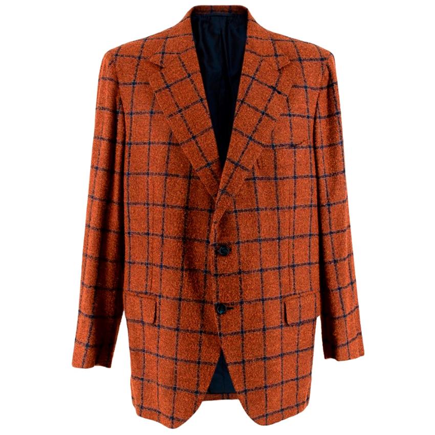 Donato Liguori Orange Cashmere & Mohair Hand Tailored Jacket - Size Estimated XL For Sale