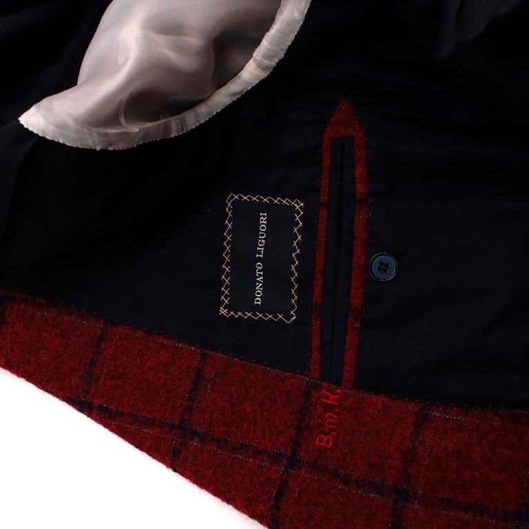 Donato Liguori Red Checkered Cashmere Blend Tailored Jacket - Size ...