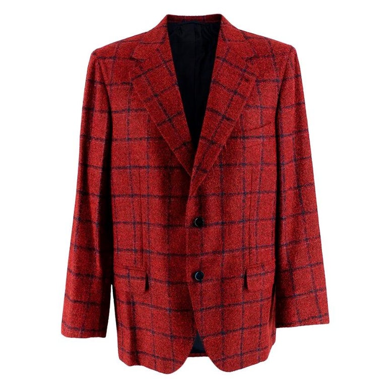 Donato Liguori Red Checkered Cashmere Blend Tailored Jacket - Size ...