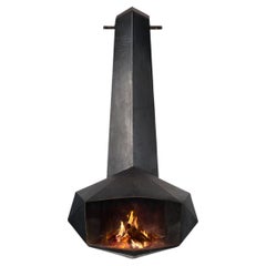 Retro Donbar Faceted Fireplace in Patinated Iron 