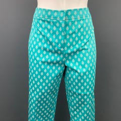 DONCASTER SIGNATURE Size 2 Blue & White Tapestry Cropped Cotton Dress Pants