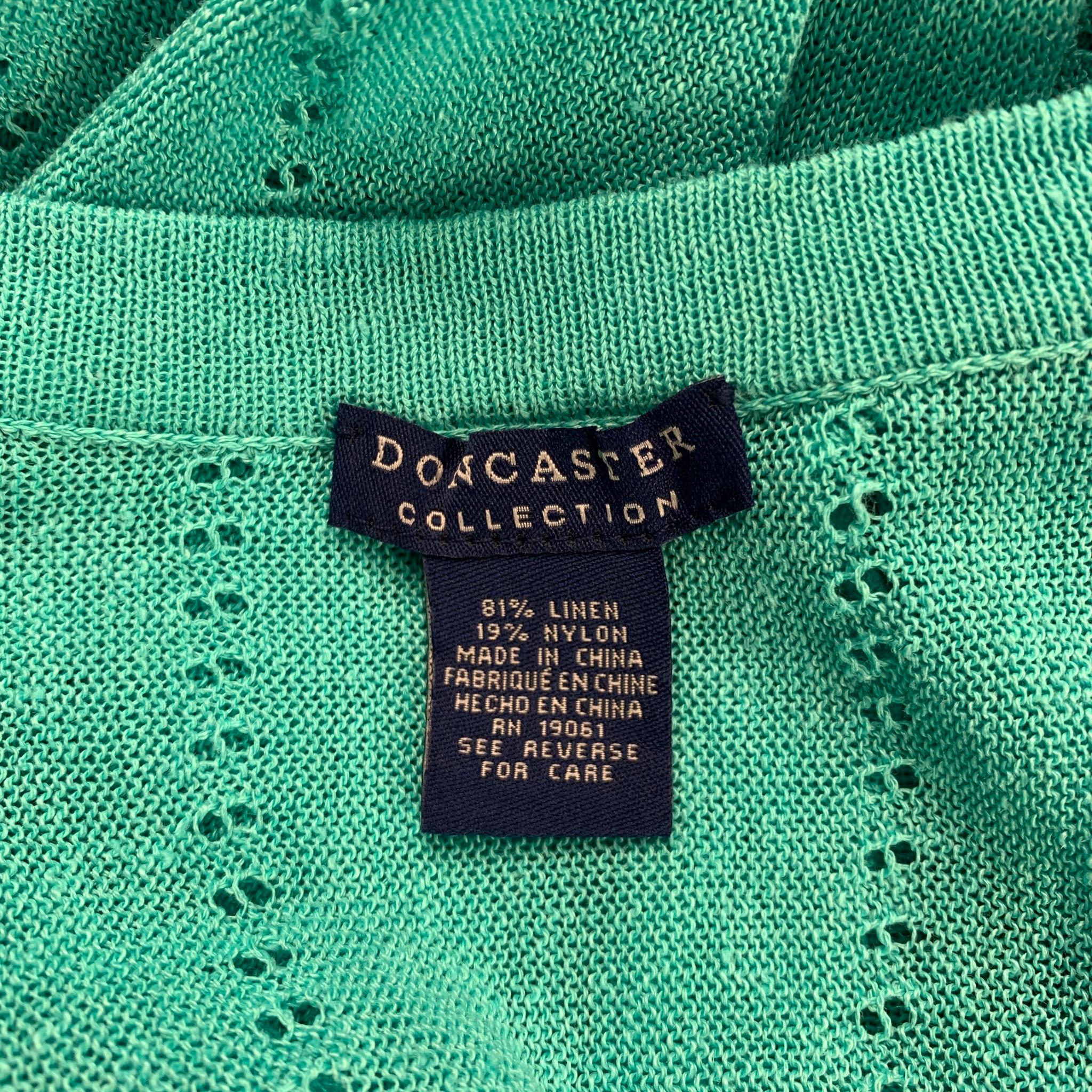 Women's DONCASTER SIGNATURE Size XS Turquoise Linen Blend Cardigan 2 Piece Set