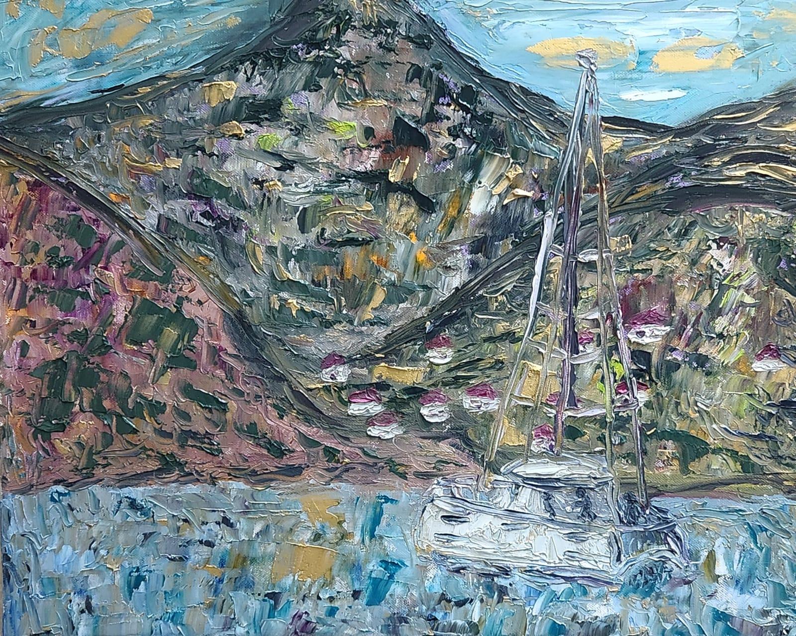 Arte contemporanea israeliana di Dondi Schwartz - Catamarano vicino all'Isola di Agistry