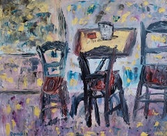 Israeli Contemporary Art by Dondi Schwartz - Chair in a Café