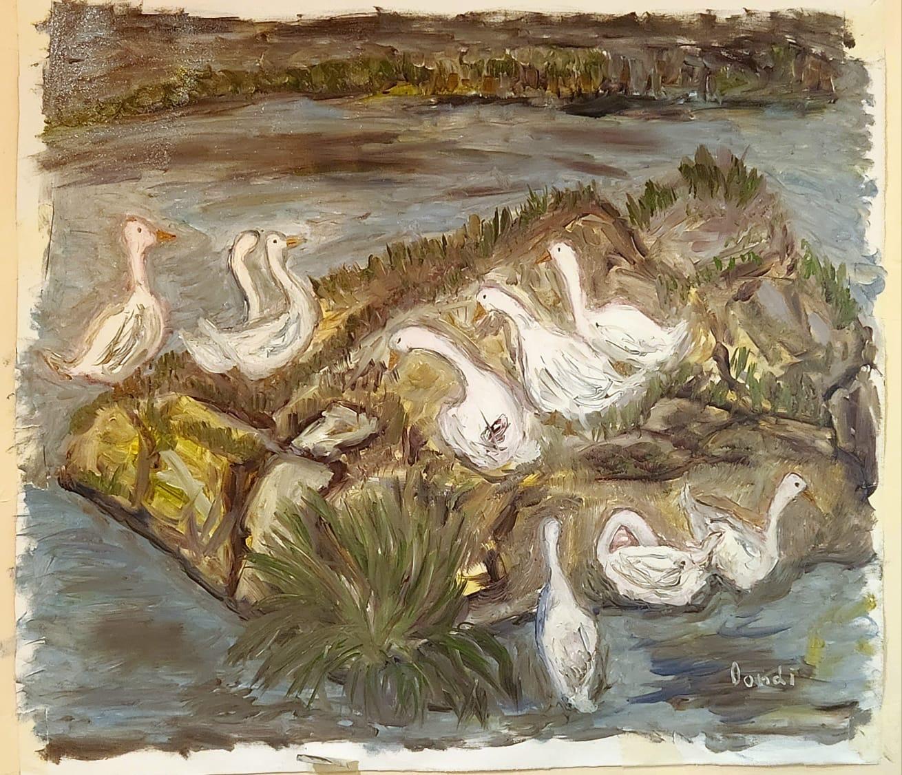 Huile sur toile

Dondi Schwartz est un artiste israélien né au Canada en 1961 qui vit et travaille dans le kibboutz Beeri, dans le Néguev, en Israël. Schwartz a étudié l'art à l'Avni School of Arts de Tel Aviv, au Kibbutz Workshop for Painting and