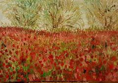 Used Israeli Contemporary Art by Dondi Schwartz - Red Anemone Fields