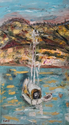 Arte contemporáneo israelí de Dondi Schwartz - Velero en Grecia