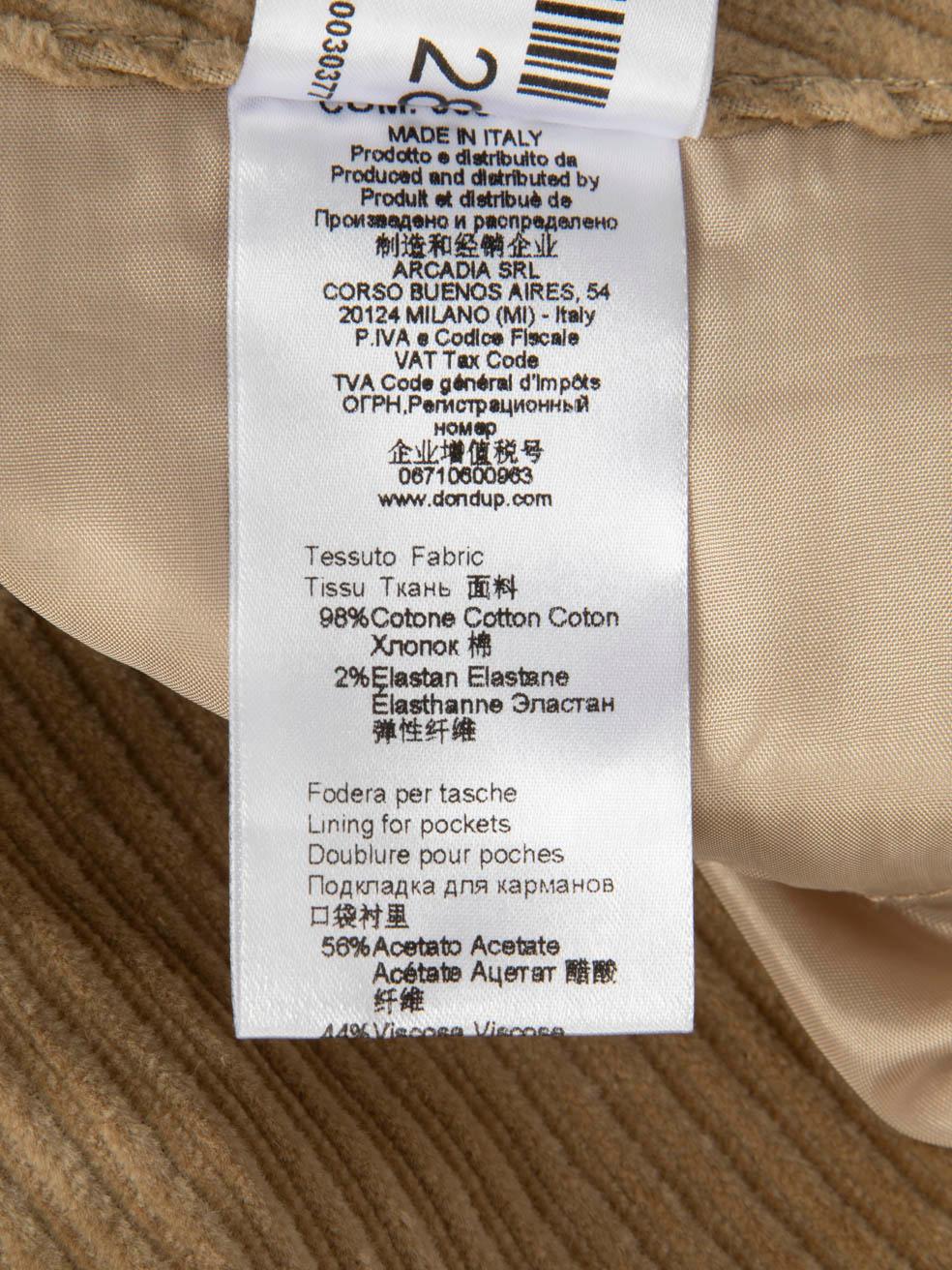 Dondup Camel Brown Koons Velvet Trousers Size M For Sale 5