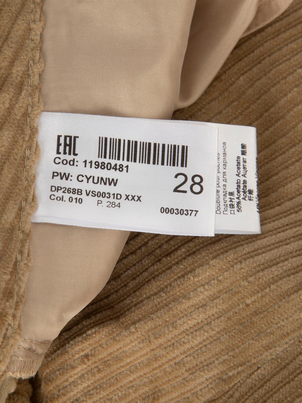 Dondup Camel Brown Koons Velvet Trousers Size M For Sale 4