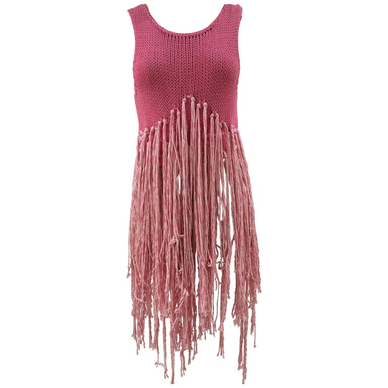 Dondup limited edition pink fringes t-shirt For Sale at 1stDibs