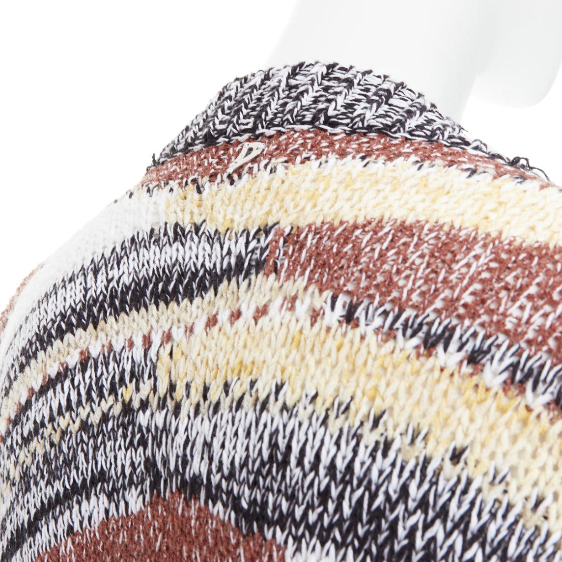DONDUP melange brown white cotton blend fringe trim cardigan IT40 S
Reference: KYCG/A00075
Brand: Dondup
Material: Cotton, Blend
Color: Brown, White
Pattern: Solid
Closure: Snap Buttons
Made in: Italy

CONDITION:
Condition: Good, this item was