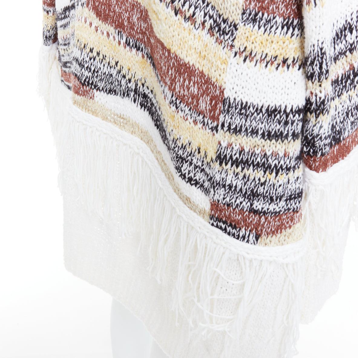 DONDUP melange brown white cotton blend fringe trim cardigan IT40 S For Sale 3