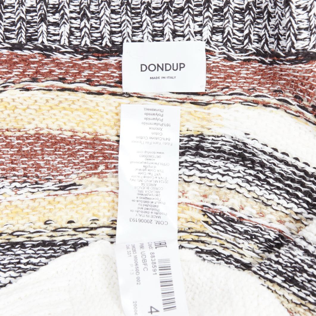 DONDUP melange brown white cotton blend fringe trim cardigan IT40 S For Sale 4