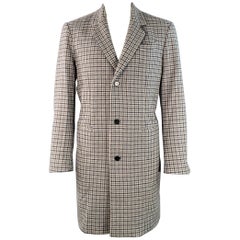 DONDUP Size 44 Grey Navy Houndstooth Wool Blend Single Breasted Notch Lapel Coat DONDUP Size 44 Grey Navy Houndstooth Wool Blend Single Breasted Notch Lapel Coat