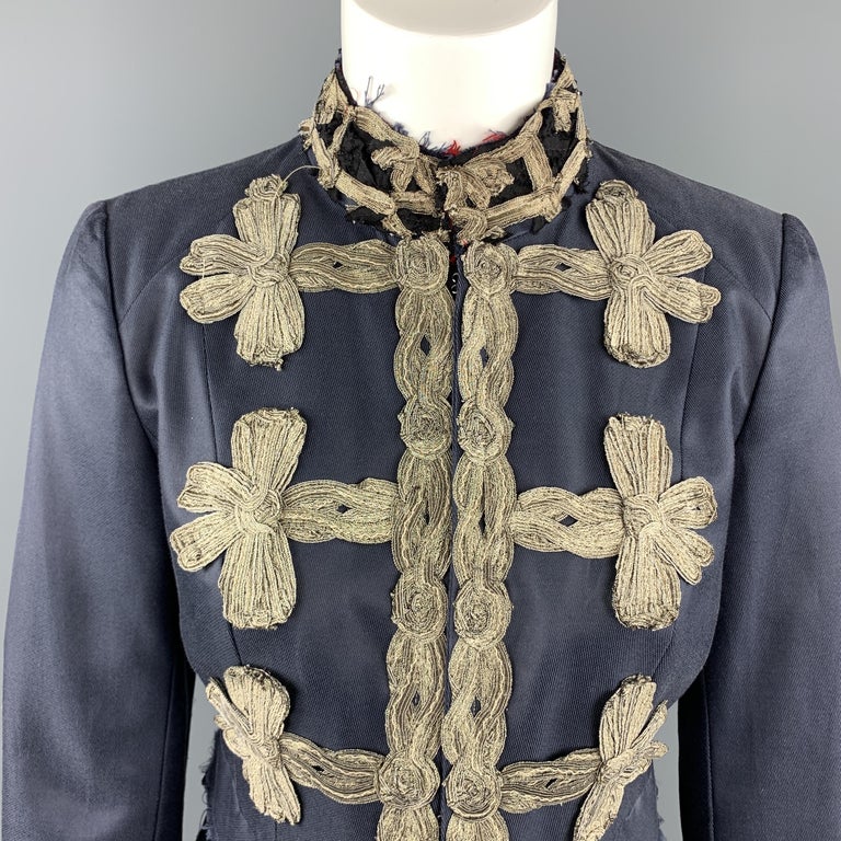 DONDUP Size S Navy Distressed Military Style Jacket at 1stDibs