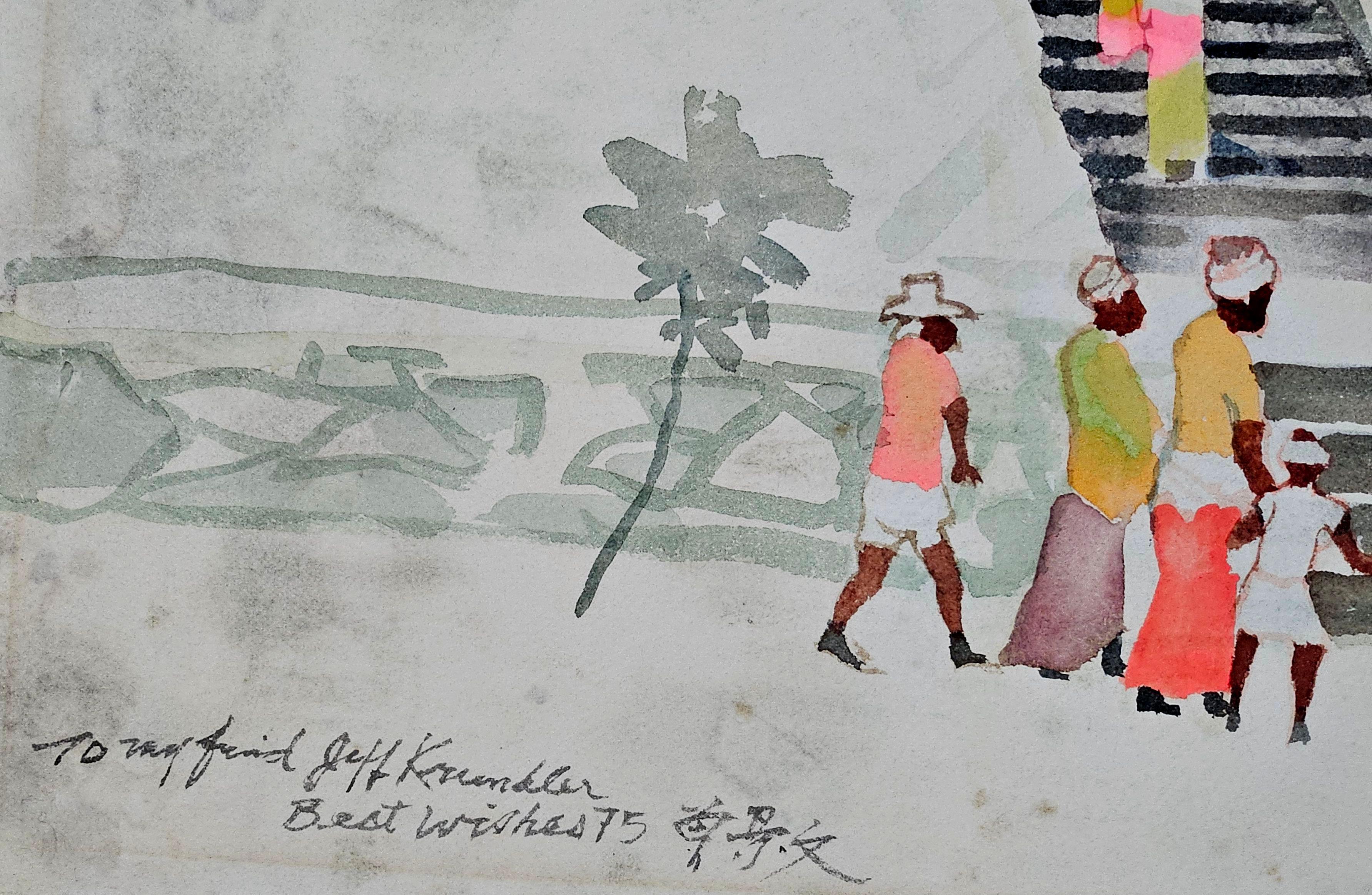 Grande peinture originale de Dong Kingman « Besakih Temple, Bali » signée Excellent état - En vente à Norton, MA