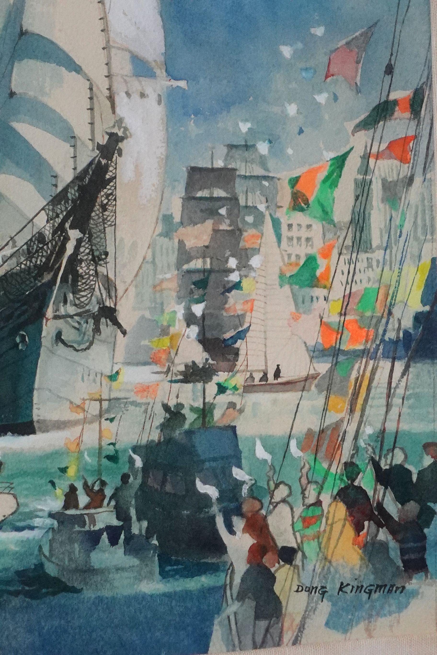 Papier Grande peinture originale de Dong Kingman pour Operation Sail 1976 signée en vente