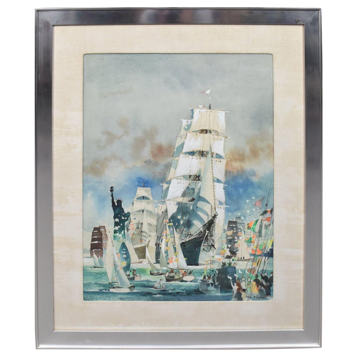Dong Kingman Großes Original-Aquarellgemälde für „Operation Sail 1976, signiert