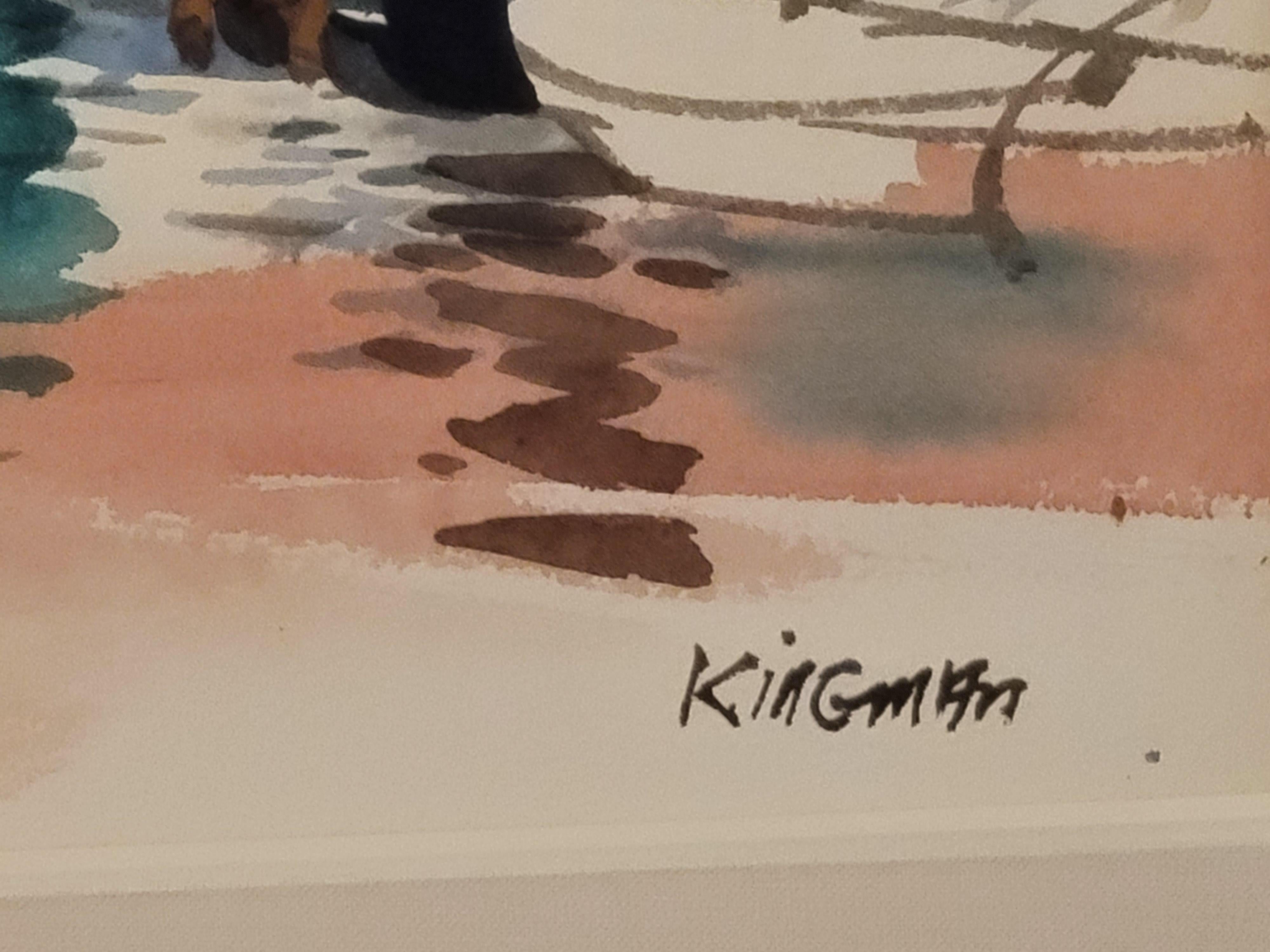 Dong Kingman Grande peinture originale à l'aquarelle « Sunset in Harbor » signée en vente 1