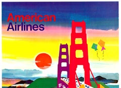 Poster di viaggio vintage originale dell'American Airlines San Francisco  Golden Gate