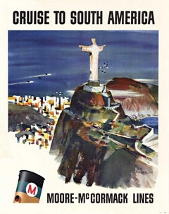 Original 'Cruise to South America Moore-McCormack Lines' Vintage poster