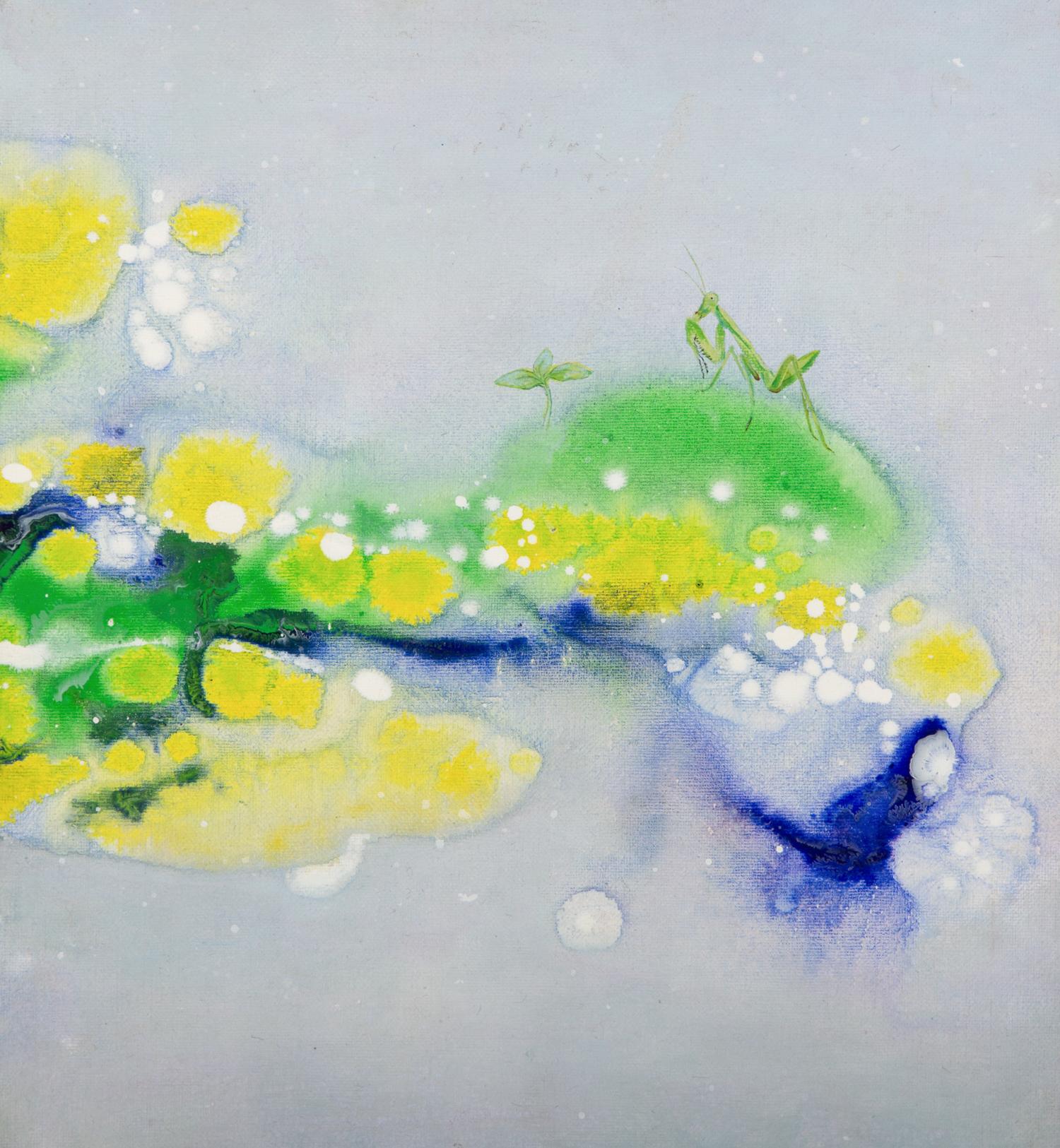 Olio originale astratto su tela "Germoglio di primavera" di Dong Liu