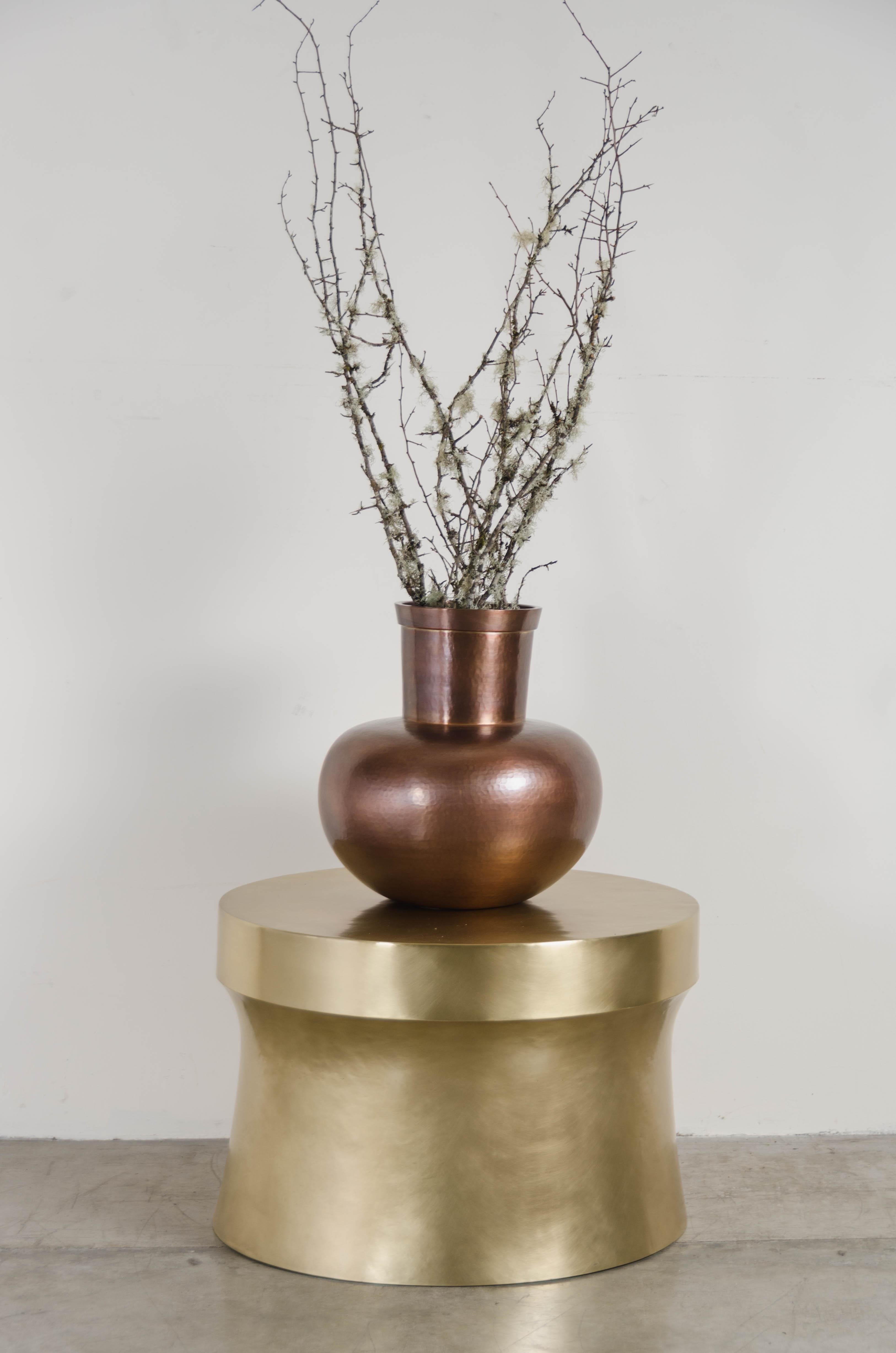 Repoussé Dong Shan Table, Brass by Robert Kuo, Hand Repousse, Limited Edition For Sale