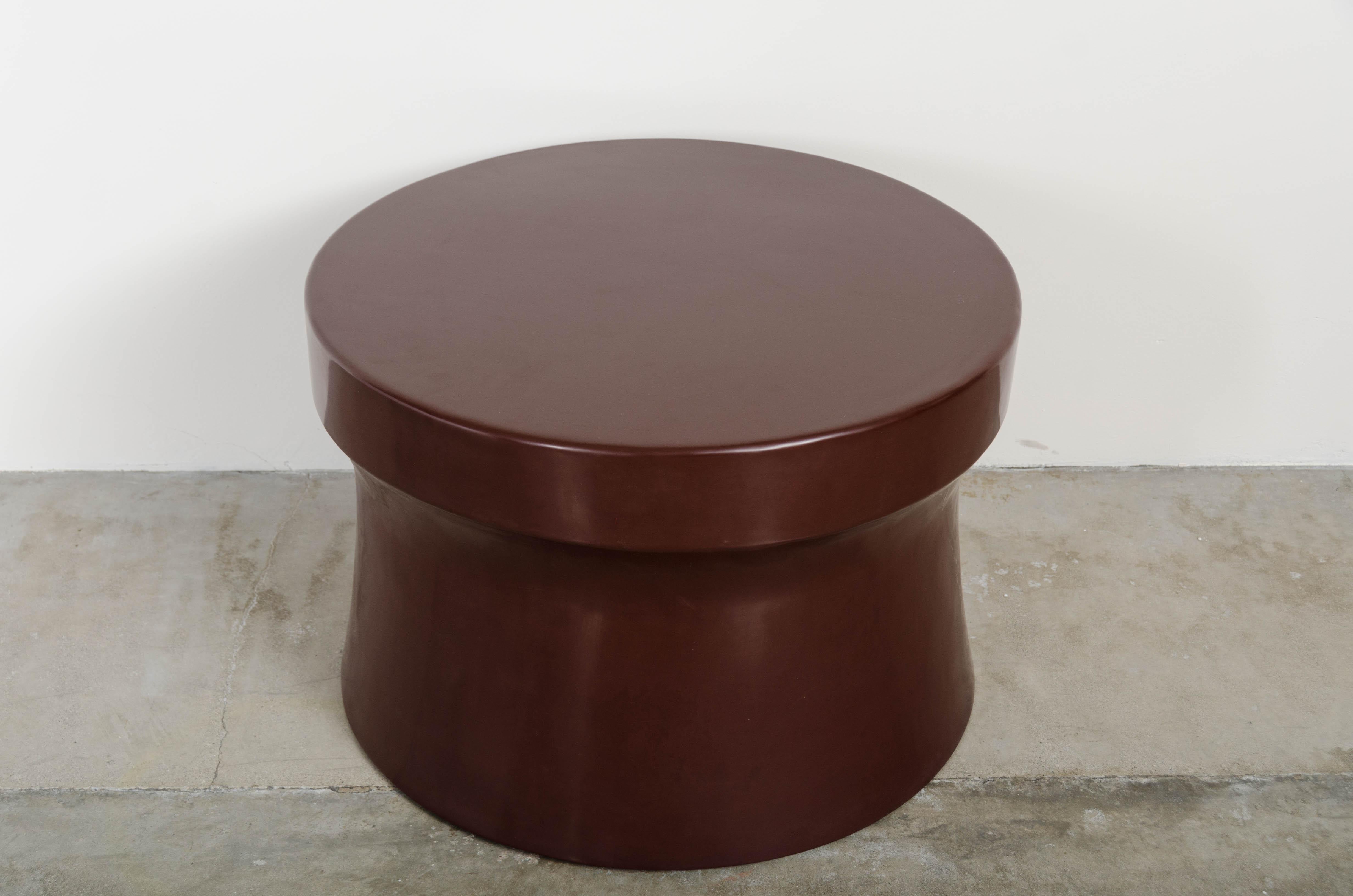 Dong Shan Table Red Bean Lacquer by Robert Kuo, Hand Repoussé, Limited Edition In New Condition For Sale In Los Angeles, CA