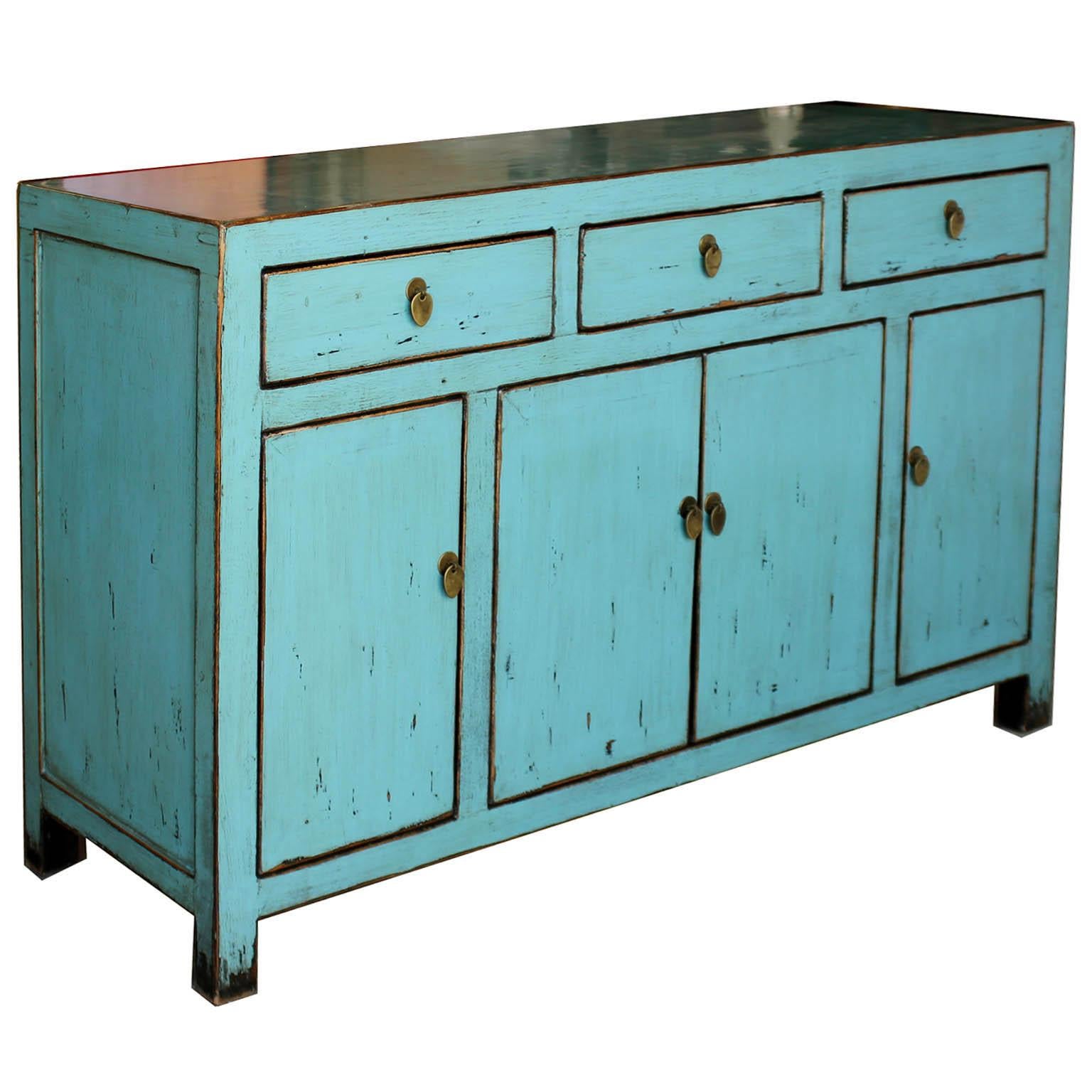 Chinese Dongbei Blue Sideboard