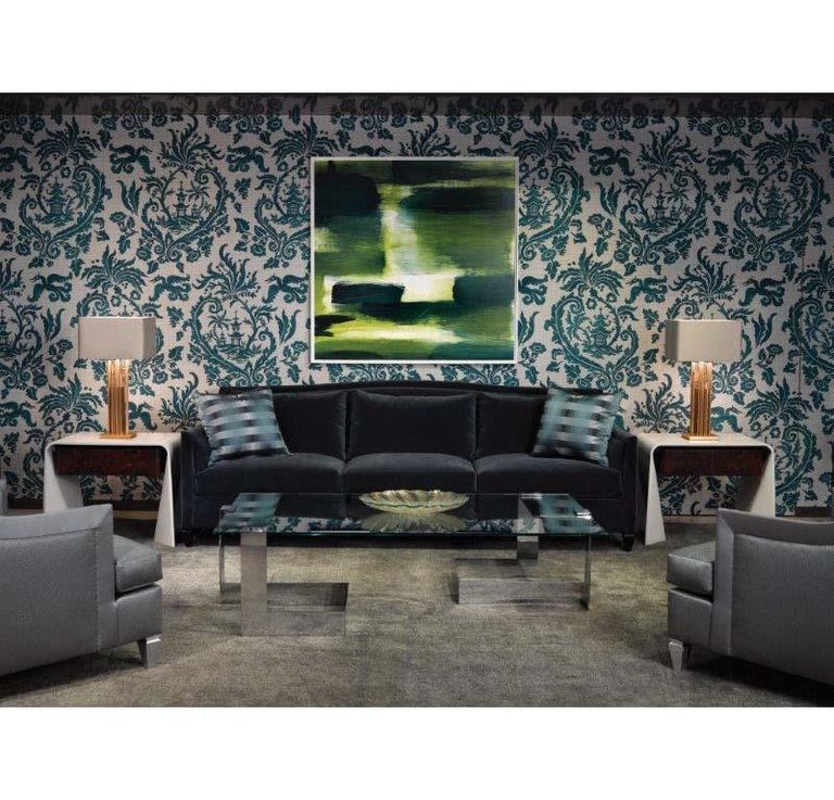 Donghia Anchor Large Cocktail Table Gold Base with Gray Top For Sale at