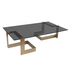 Donghia Anchor Large Cocktail Table Gold Base with Gray Top