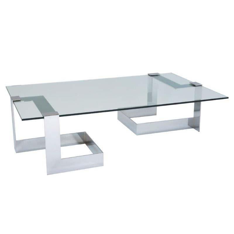 Donghia Anchor Large Cocktail Table Steel Bases with Clear Top For Sale