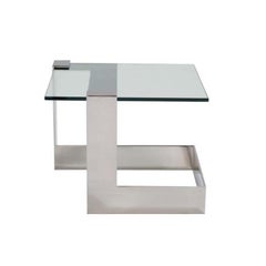 Donghia Anchor Small Occasional Table with Steel Base and Clear Top