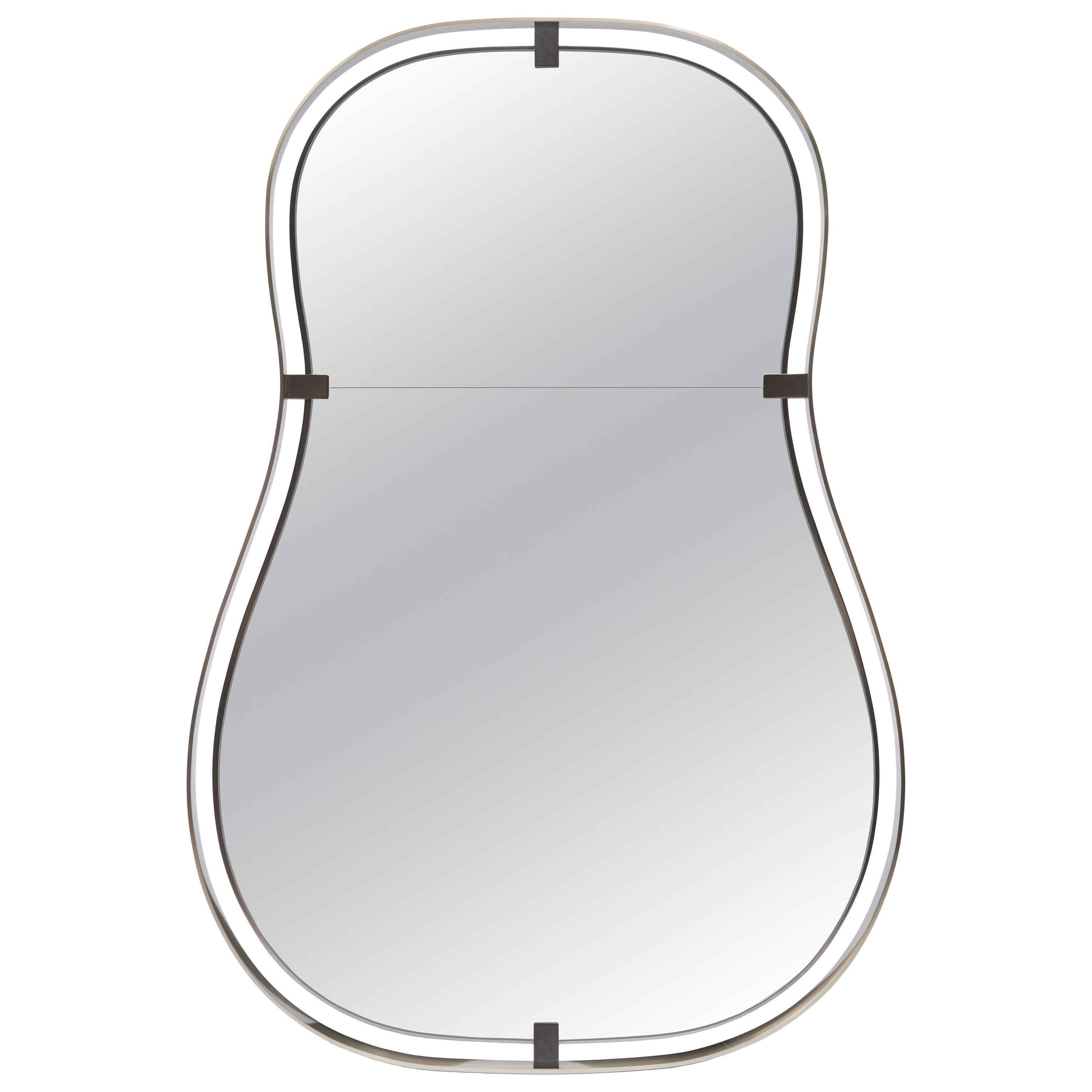 Donghia Anjou Mirror in Nickel & Brushed Gold Finishes For Sale