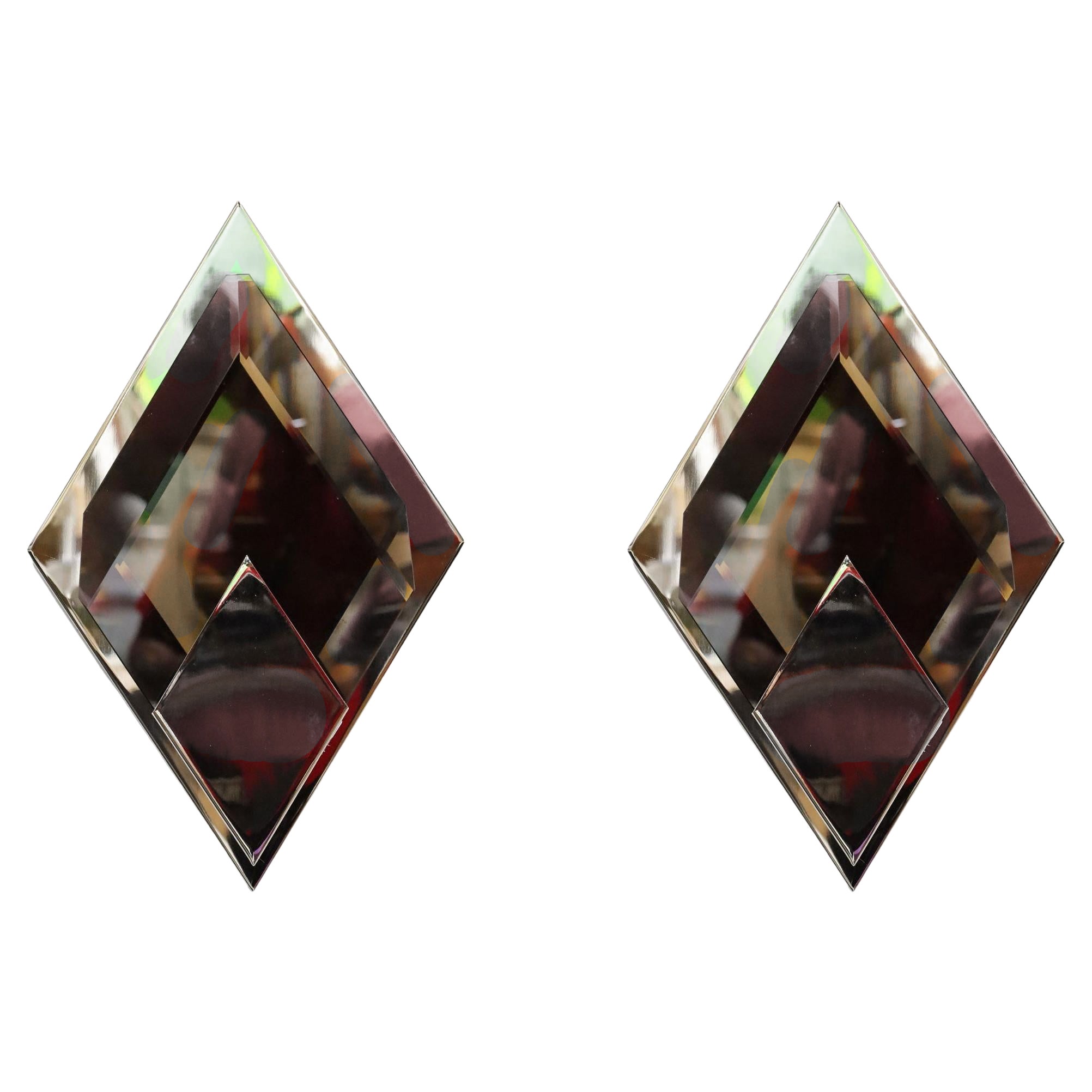 Apliques Donghia Bijou en níquel y cristal de Murano ahumado - 4 Disponibles en venta