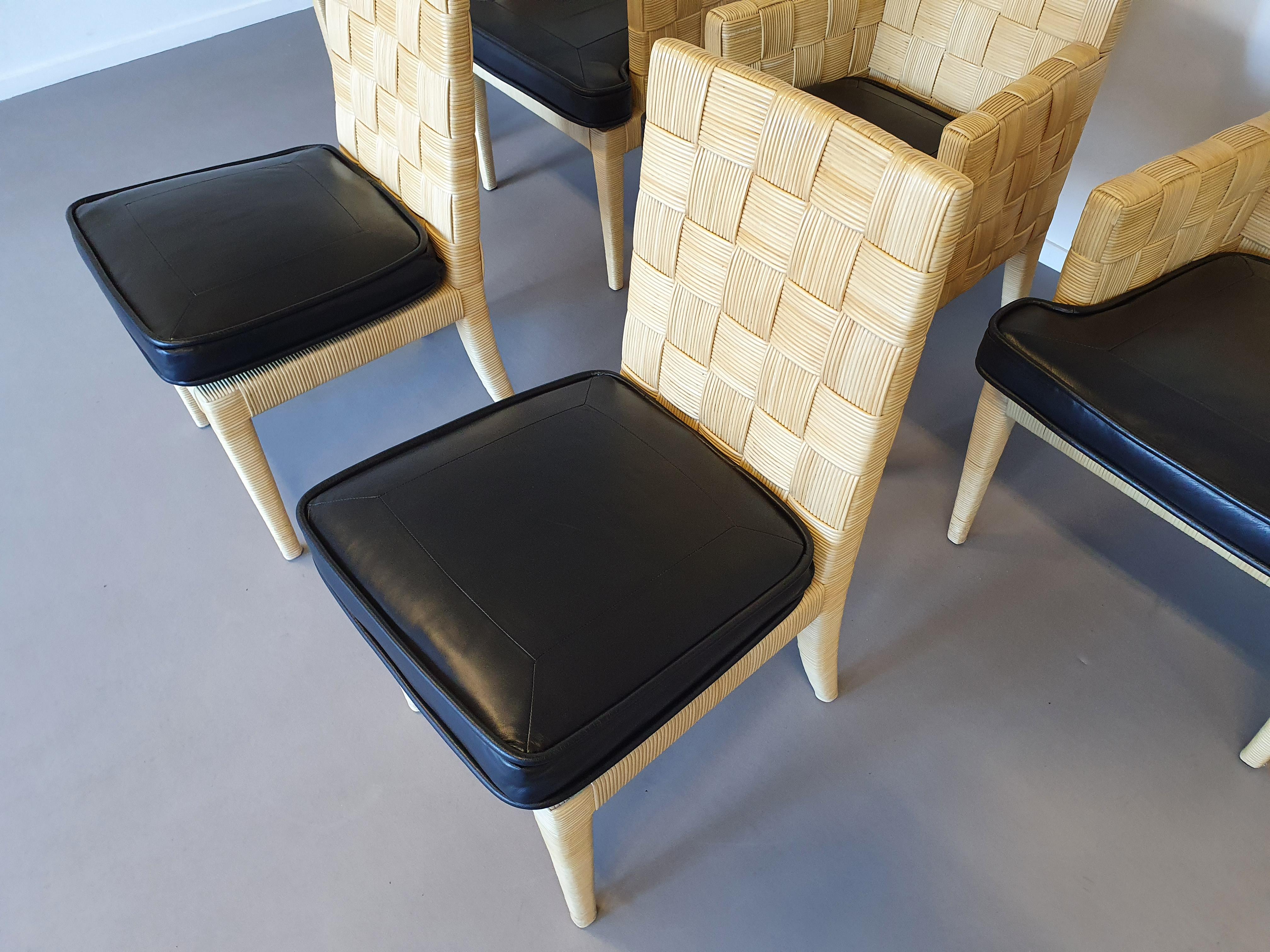 Donghia Block Island chairs 1990s with leather seats. 5 x armrests, 2 x without For Sale 4