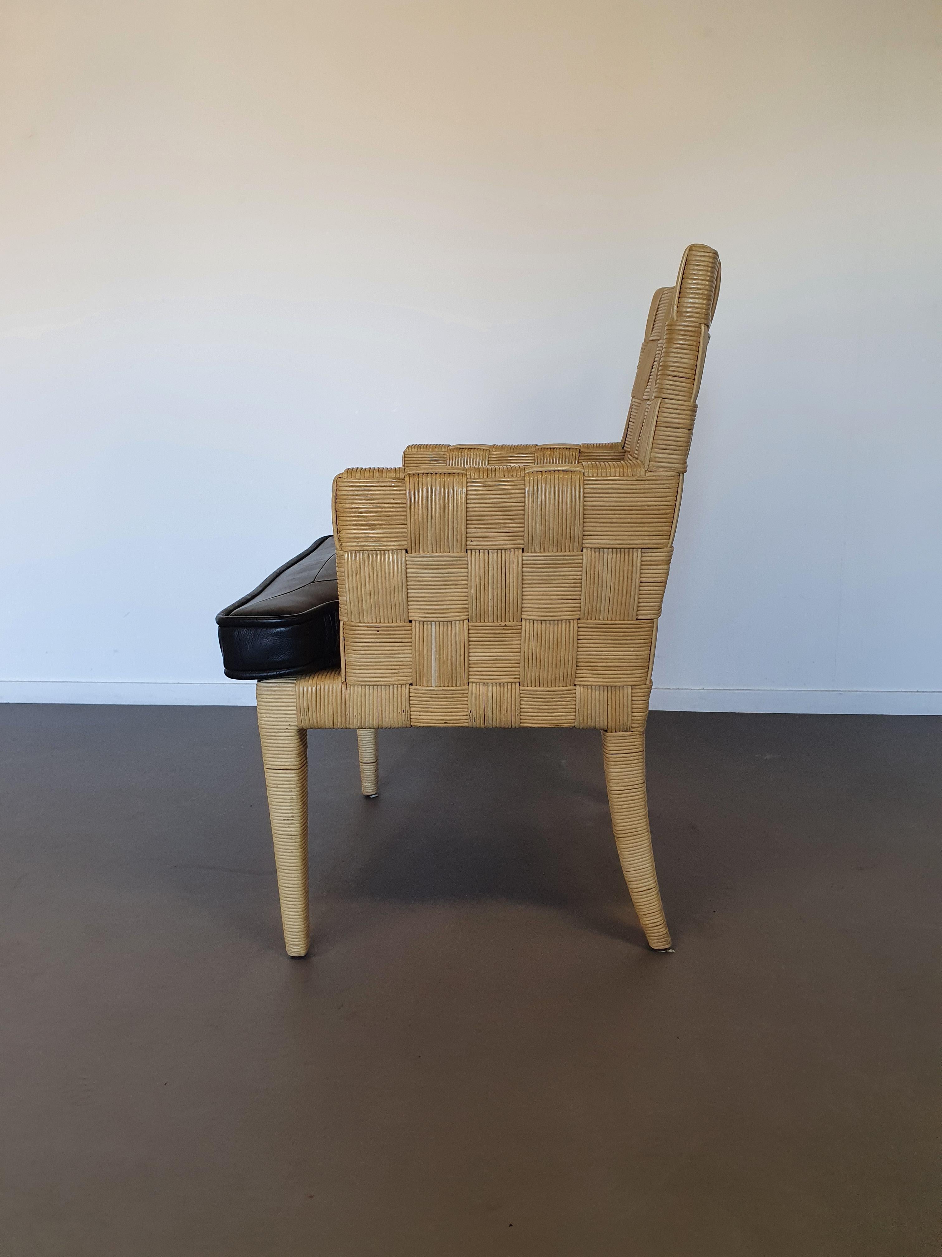 Donghia Block Island chairs 1990s with leather seats. 5 x armrests, 2 x without For Sale 9