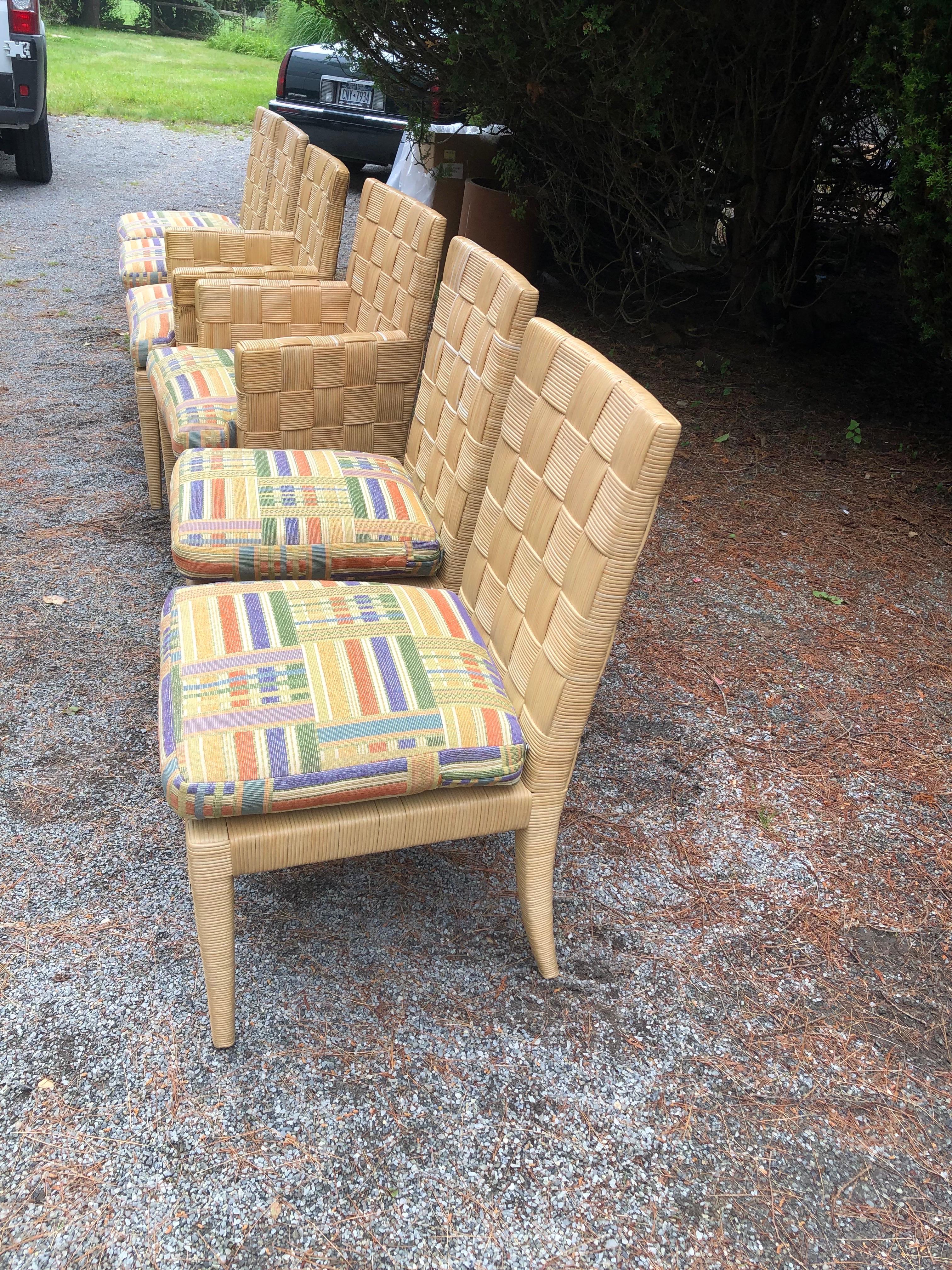 Donghia Block Island Vintage Six John Hutton Cane Dining Chairs (Moderne) im Angebot