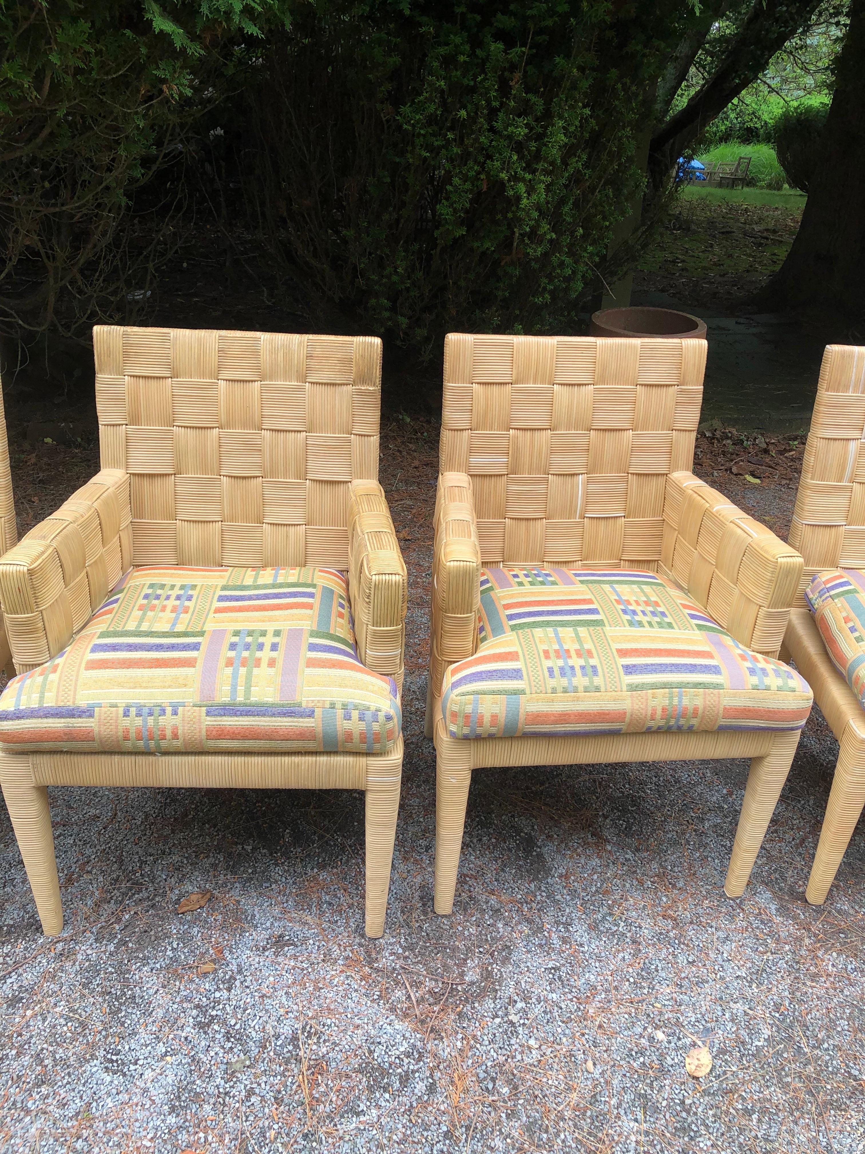 Donghia Block Island Vintage Six John Hutton Cane Dining Chairs (amerikanisch) im Angebot