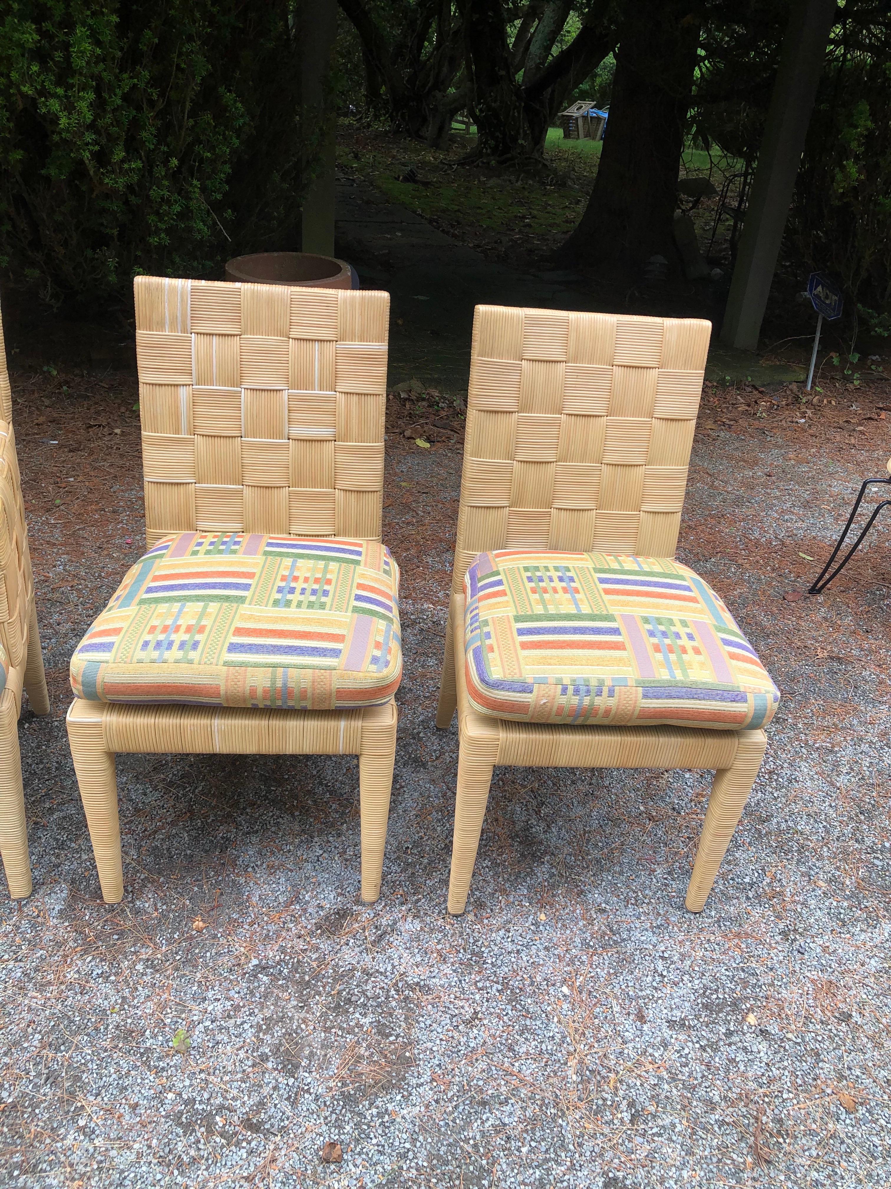 Donghia Block Island Vintage Six John Hutton Cane Dining Chairs (Handgefertigt) im Angebot