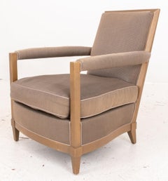 Donghia Cerused Wood Upholstered Lounge Armchair
