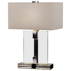 Donghia Clara Table Lamp and Shade, Clear Murano Glass with Black Nickel Base