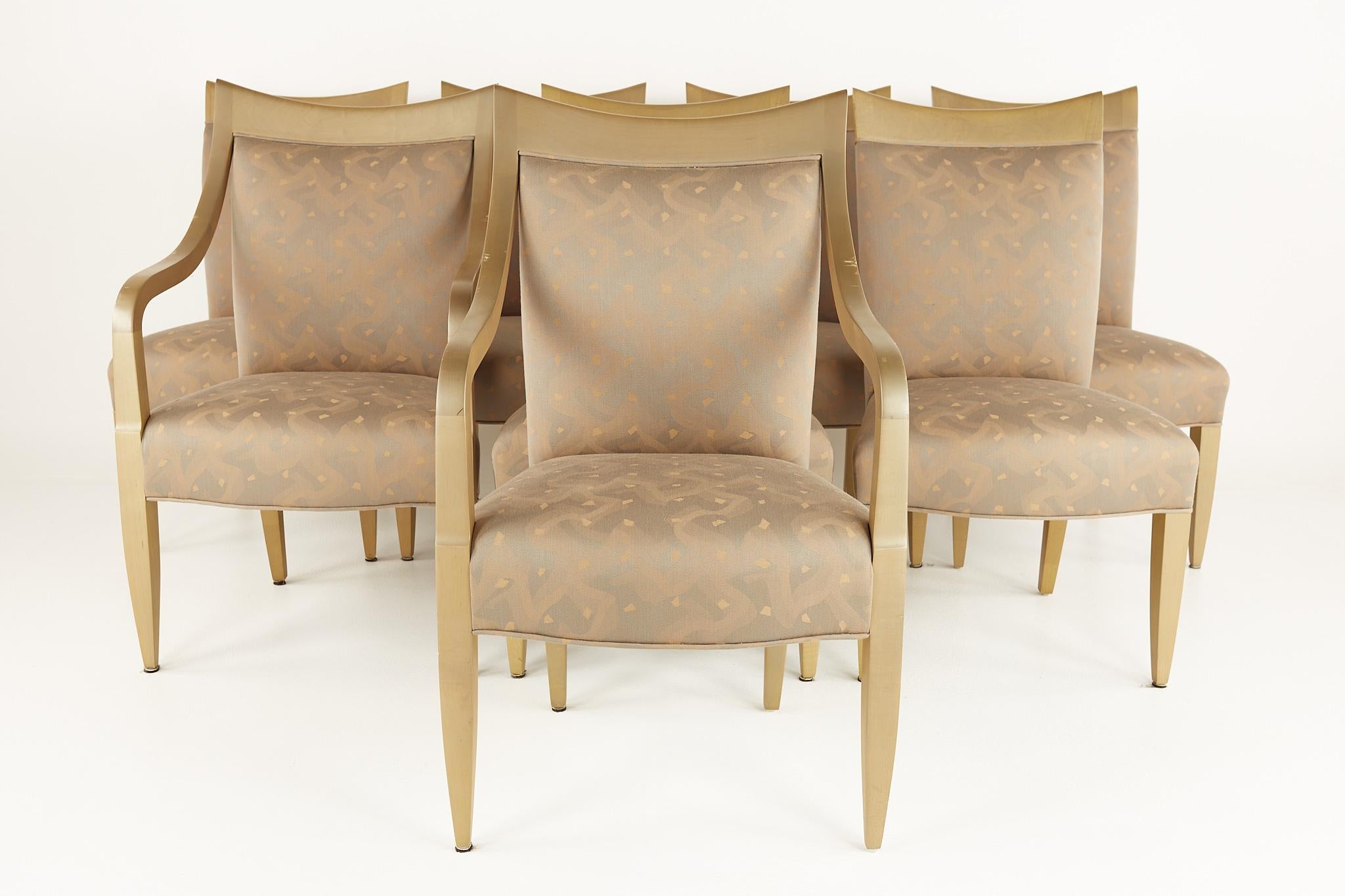 Donghia contemporary Lacquered dining chairs - set of 8.

These chairs measure 22 wide x 21.5 deep x 38.5 inches high, with an arm height of 27 inches.

(Seat height measurements coming soon).

About Photos: We take our photos in a controlled