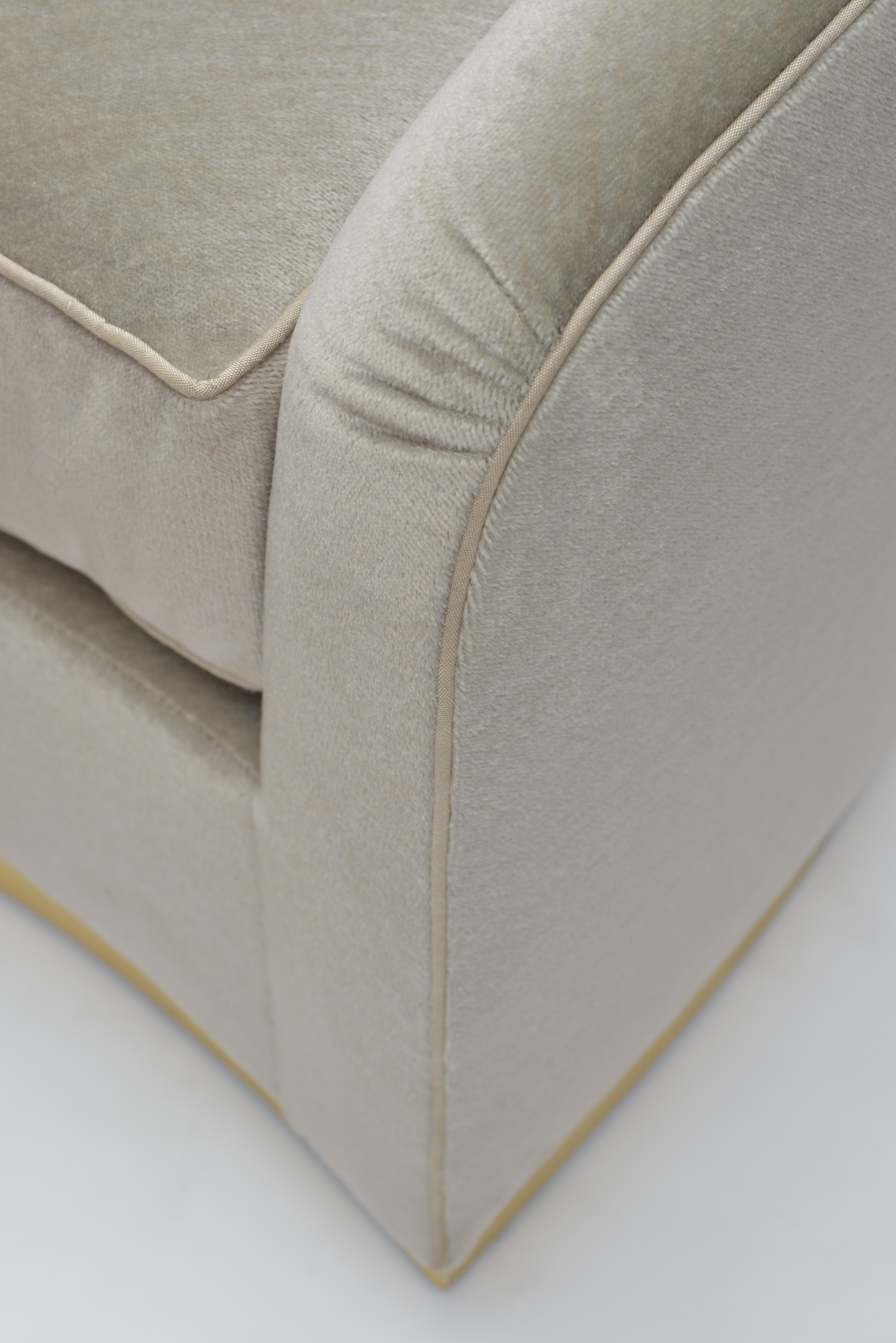 Modern Donghia Curve Sofa in Gray Ash Mohair Velvet For Sale