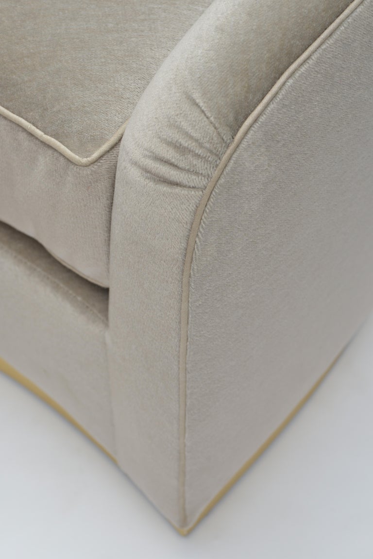 Donghia Curve Sofa in Gray Ash Mohair Velvet For Sale at 1stdibs