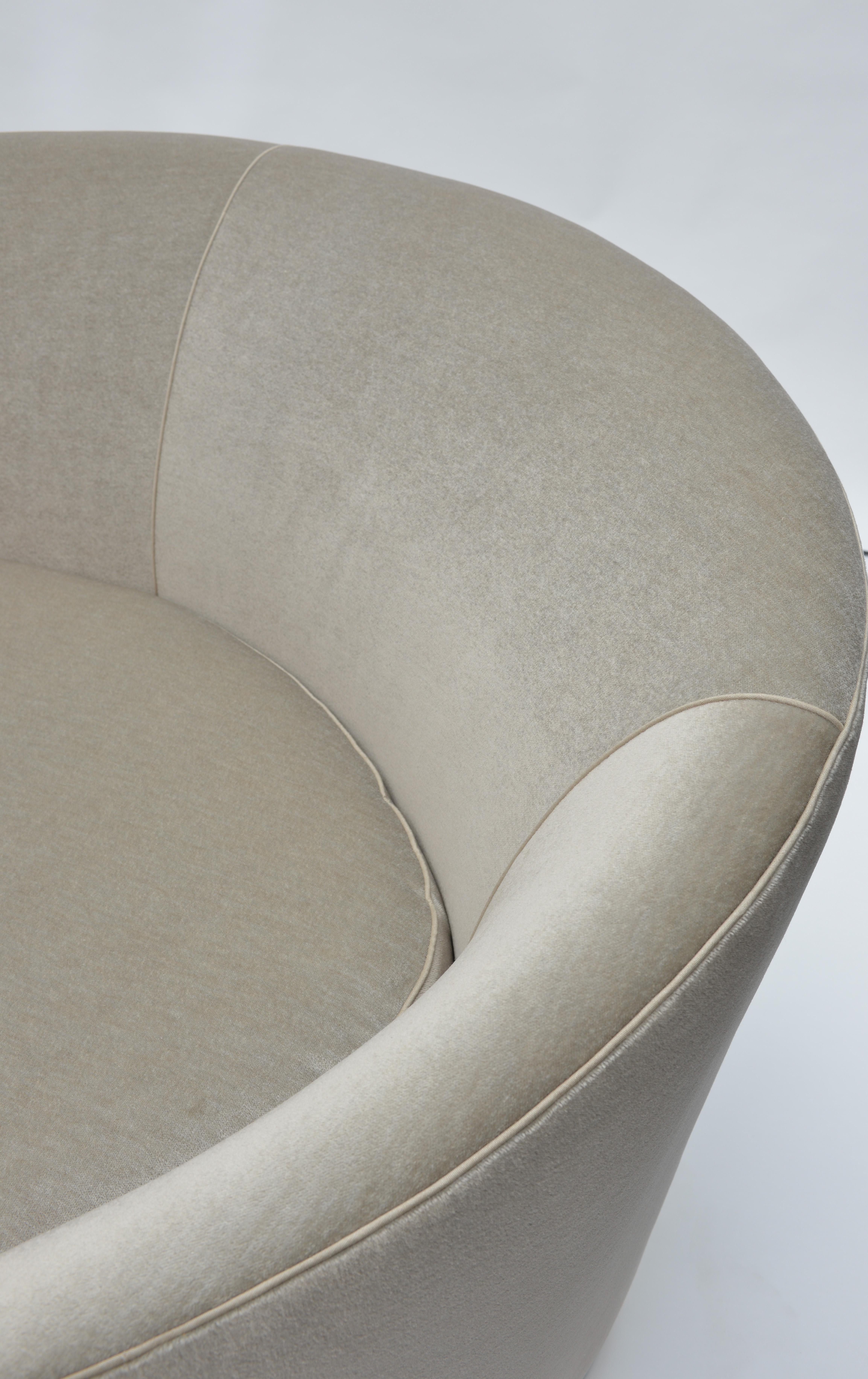 American Donghia Curve Sofa in Gray Ash Mohair Velvet For Sale