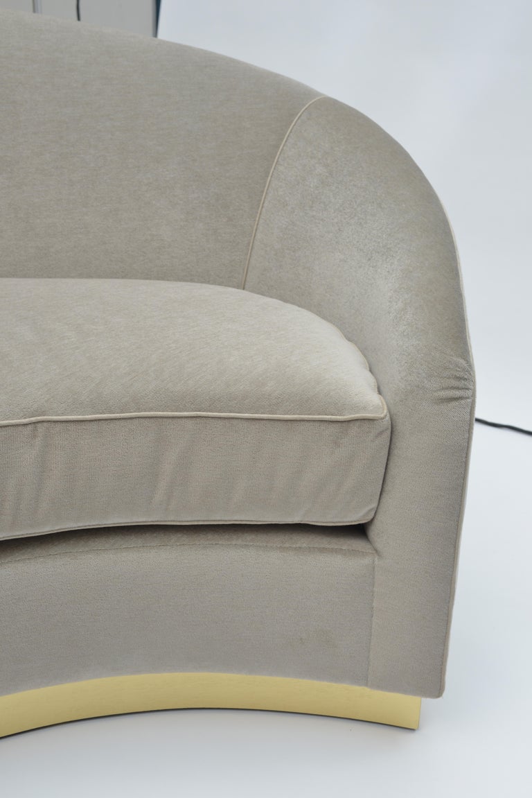 Donghia Curve Sofa in Gray Ash Mohair Velvet For Sale at 1stdibs