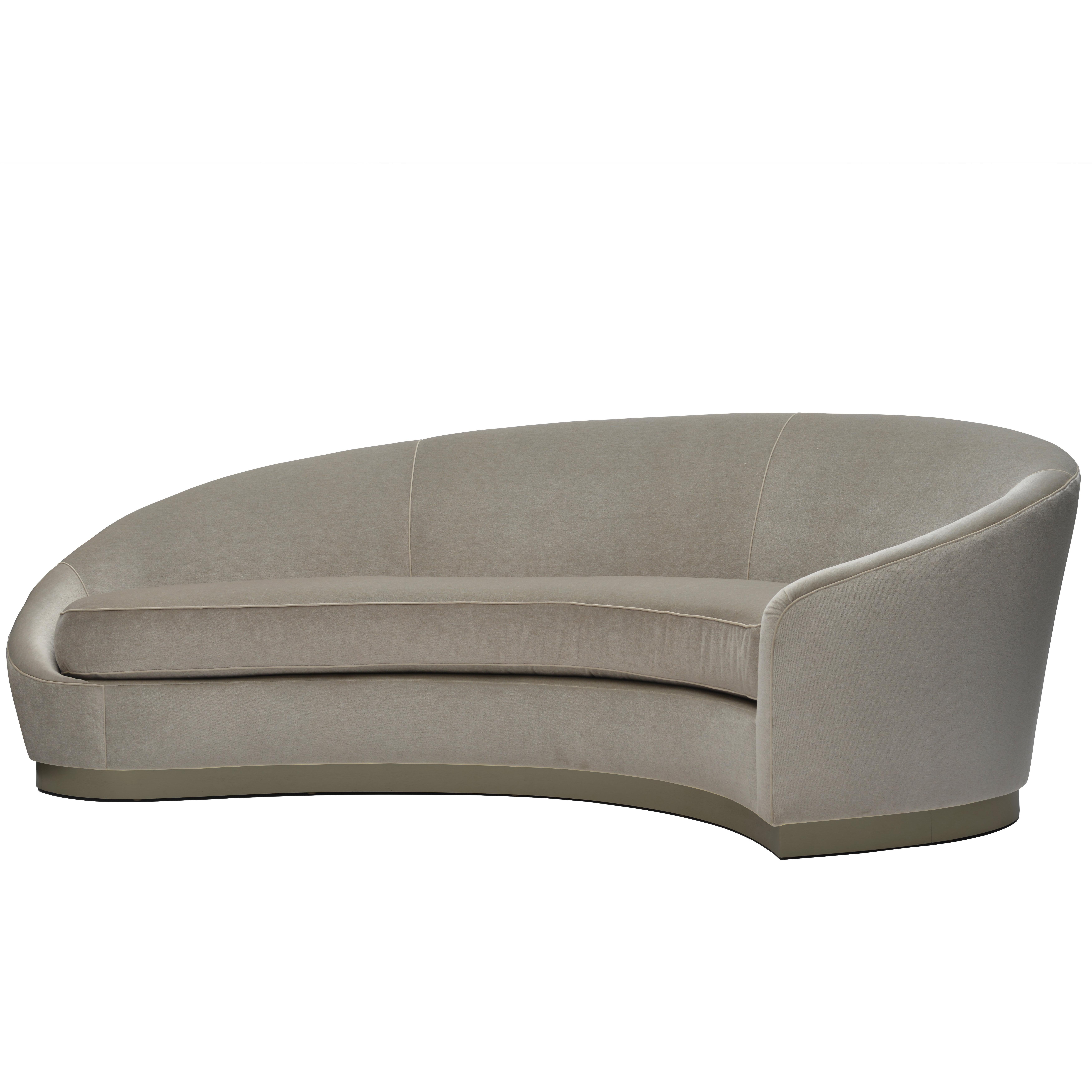 Donghia Curve Sofa in Gray Ash Mohair Velvet For Sale