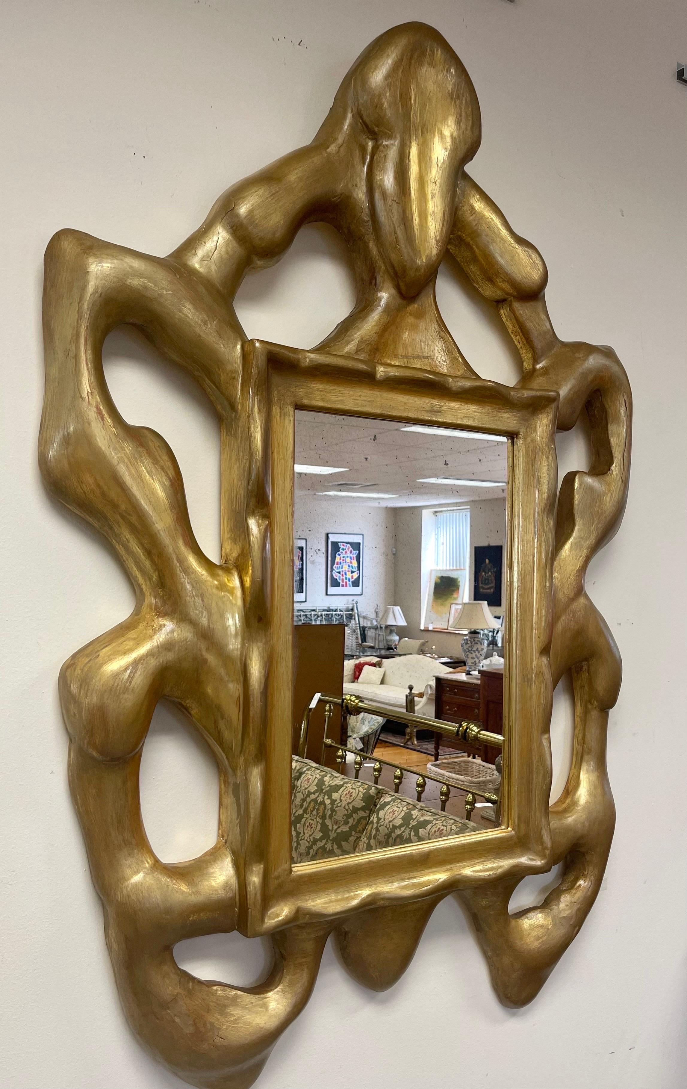 Donghia Daphne Hand Carved Wood Free-form Sculptural Wall Mirror Organic Lines 6